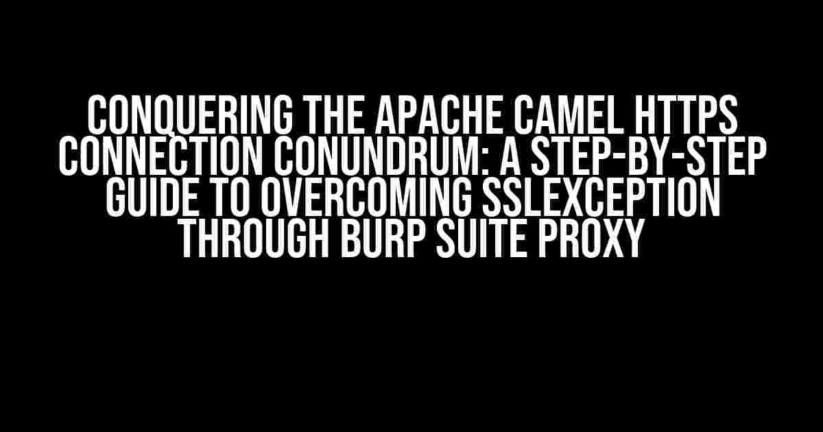 Conquering the Apache Camel https Connection Conundrum: A Step-by-Step Guide to Overcoming SSLException through Burp Suite Proxy